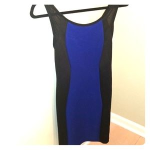Charlotte Russe Black & Blue Colorblock Mesh Dress